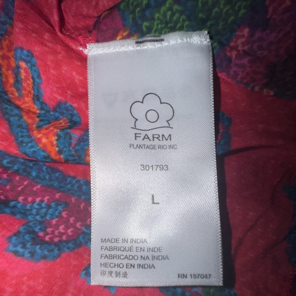 FARM Rio Sunset Tapestry Blush Mini in Red Smocked Cotton Dress size Large EUC - Picture 9 of 12